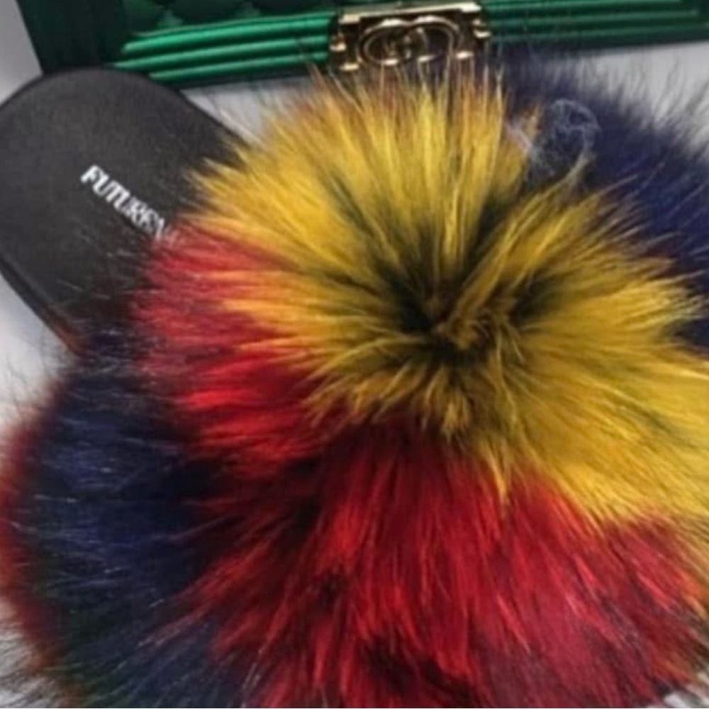 Colorful Real Fur Slides